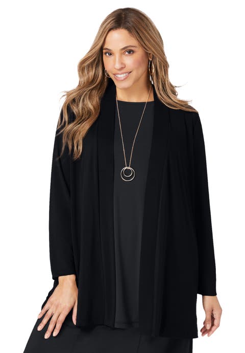 Stretch Knit Open Front Knit Topper (Plus)