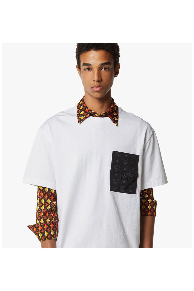Monogram Patch Pocket T-Shirt in Organic Cotton, Alternate, color, Black & White