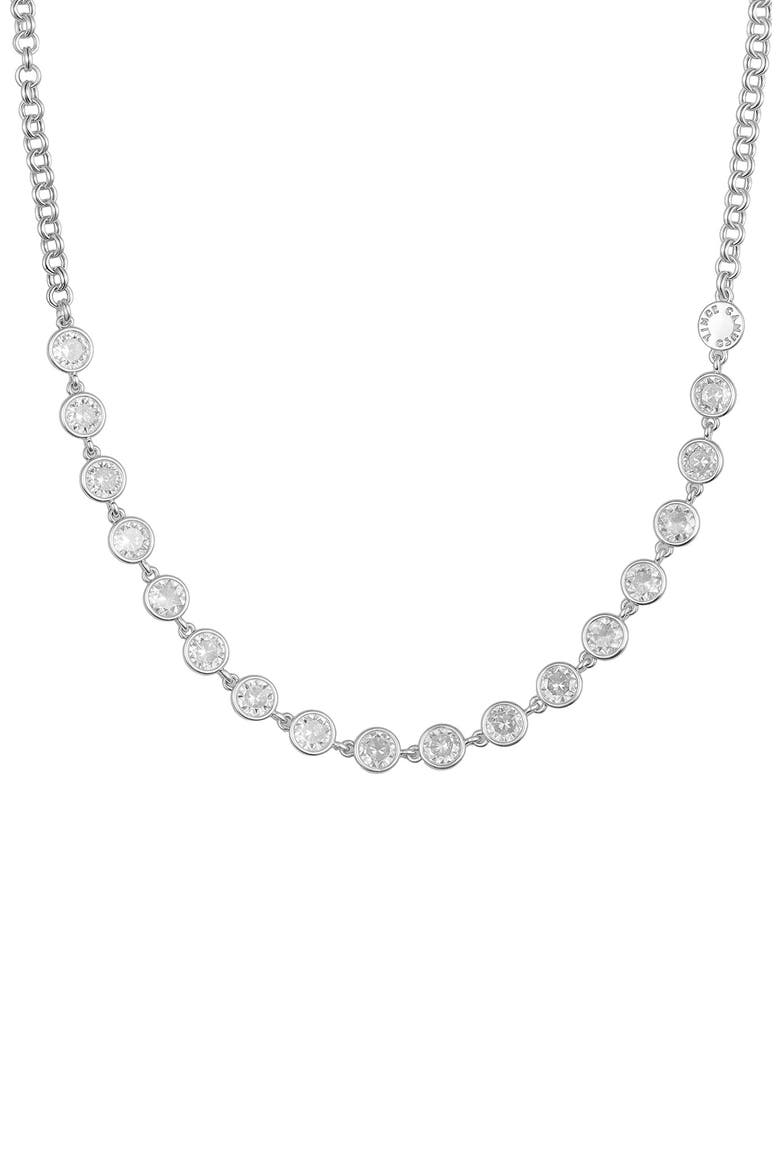 Bezel Set CZ Necklace, Main, color, SILVER TONE