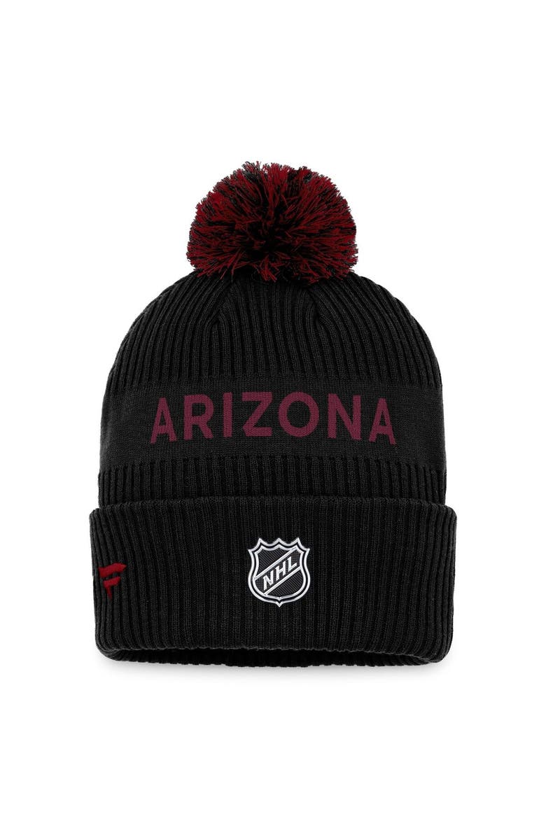 FANATICS Men's Fanatics Branded Black/Garnet Arizona Coyotes 2022 NHL Draft Authentic Pro Cuffed Knit Hat with Pom, Alternate, color, 