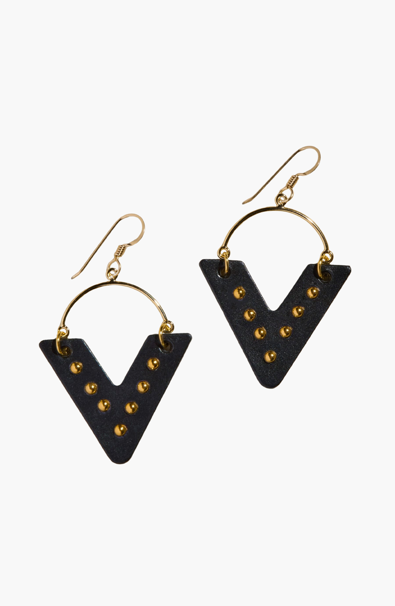 Nickel & Suede Sutton Earrings, Main, color, Black / Silver