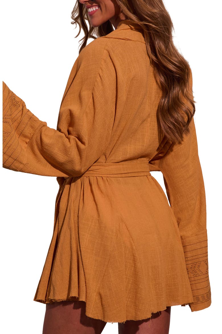 Monaco Mood Stretch Cotton Faux Wrap Top, Alternate, color, MUSTARD