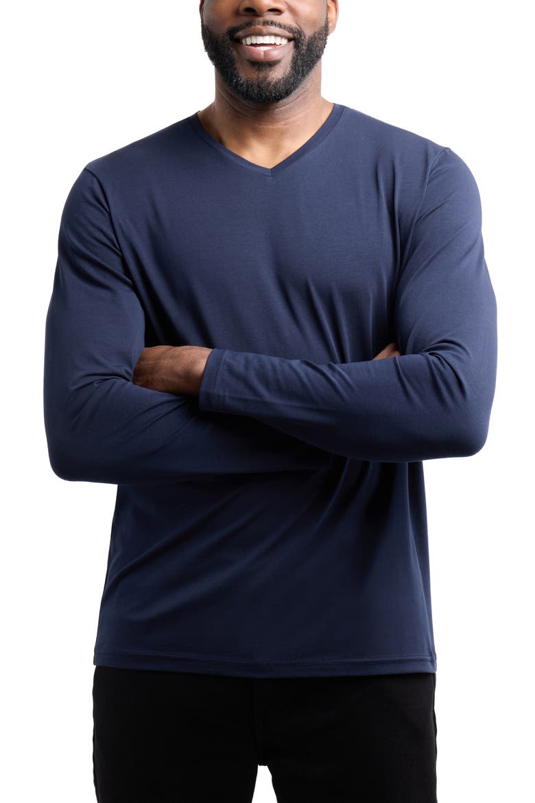 V-Neck Long Sleeve T-Shirt, Alternate, color, NAVY