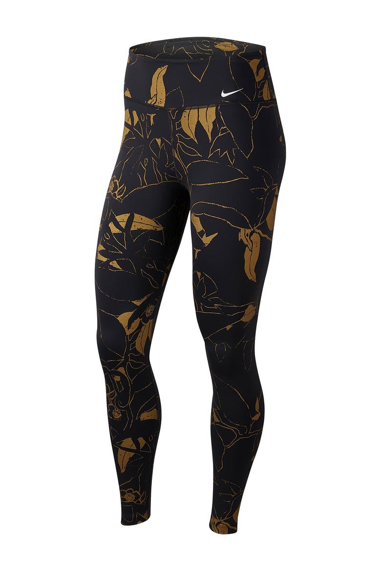 Printed High Rise Leggings, Main, color, BLACK/WHITE
