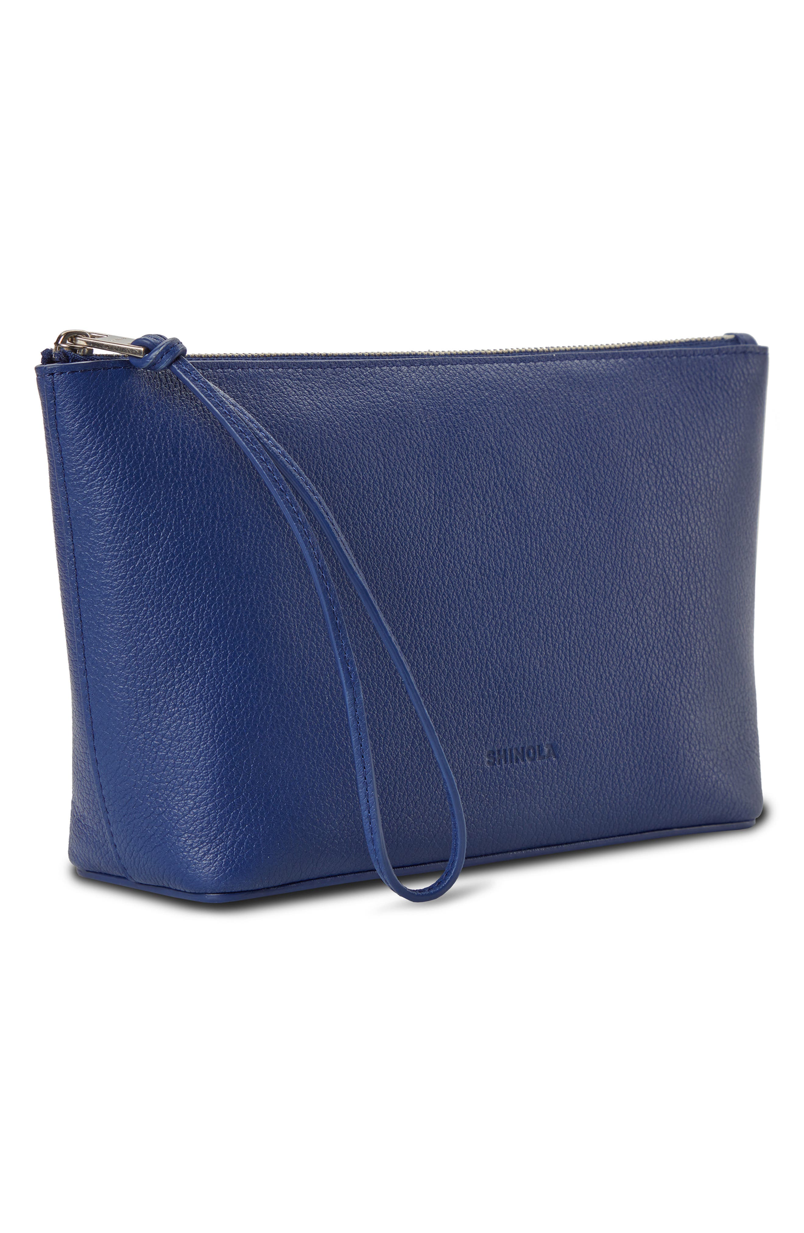 Small Zip Pebbled Leather Cosmetic Case, Alternate, color, BLUE