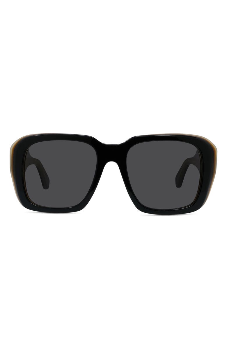 Loewe Signature 53mm Square Sunglasses, Main, color, Shiny Black / Smoke