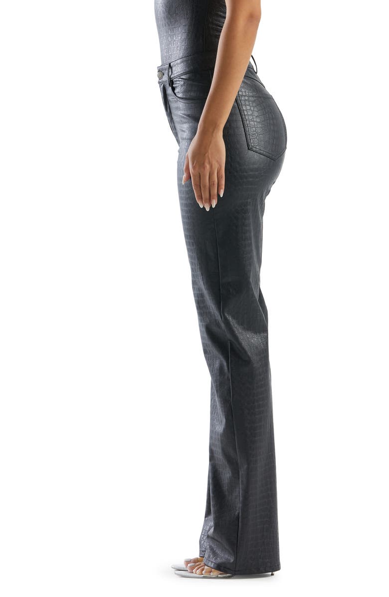 Naked Wardrobe Straight Croc Faux Leather Straight Leg Pants, Alternate, color,