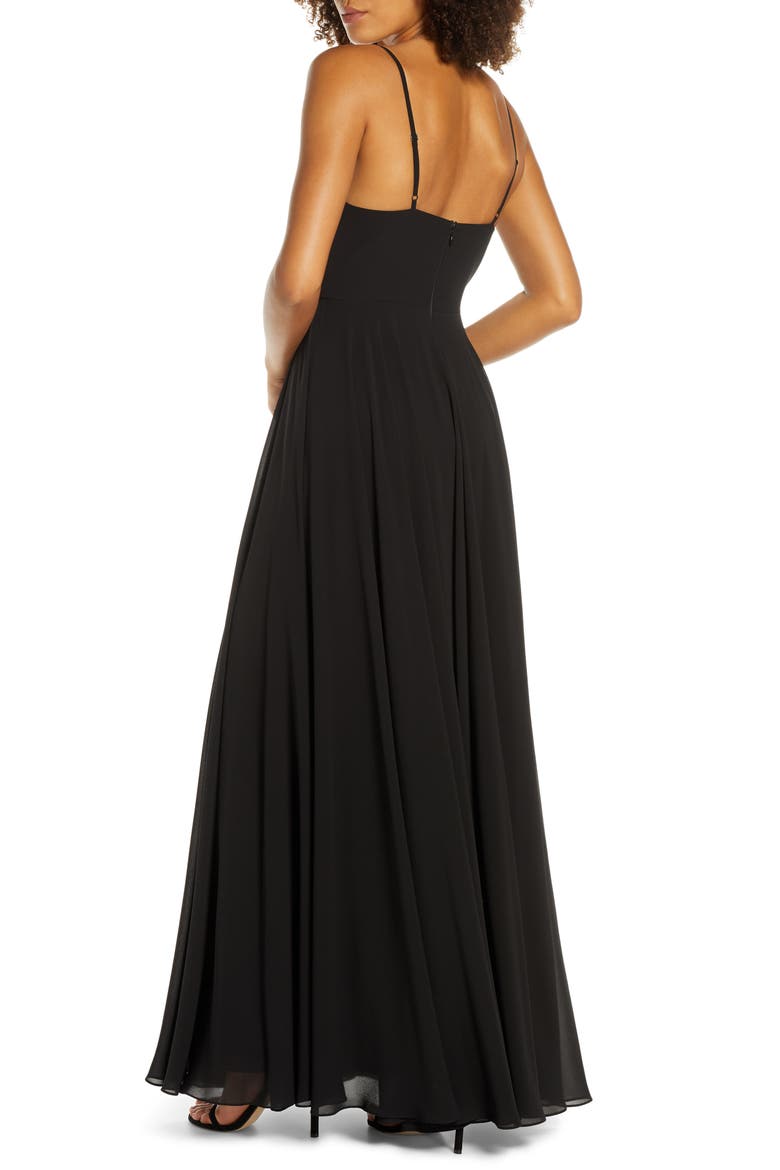 Surplice Chiffon A-Line Gown, Alternate, color, BLACK