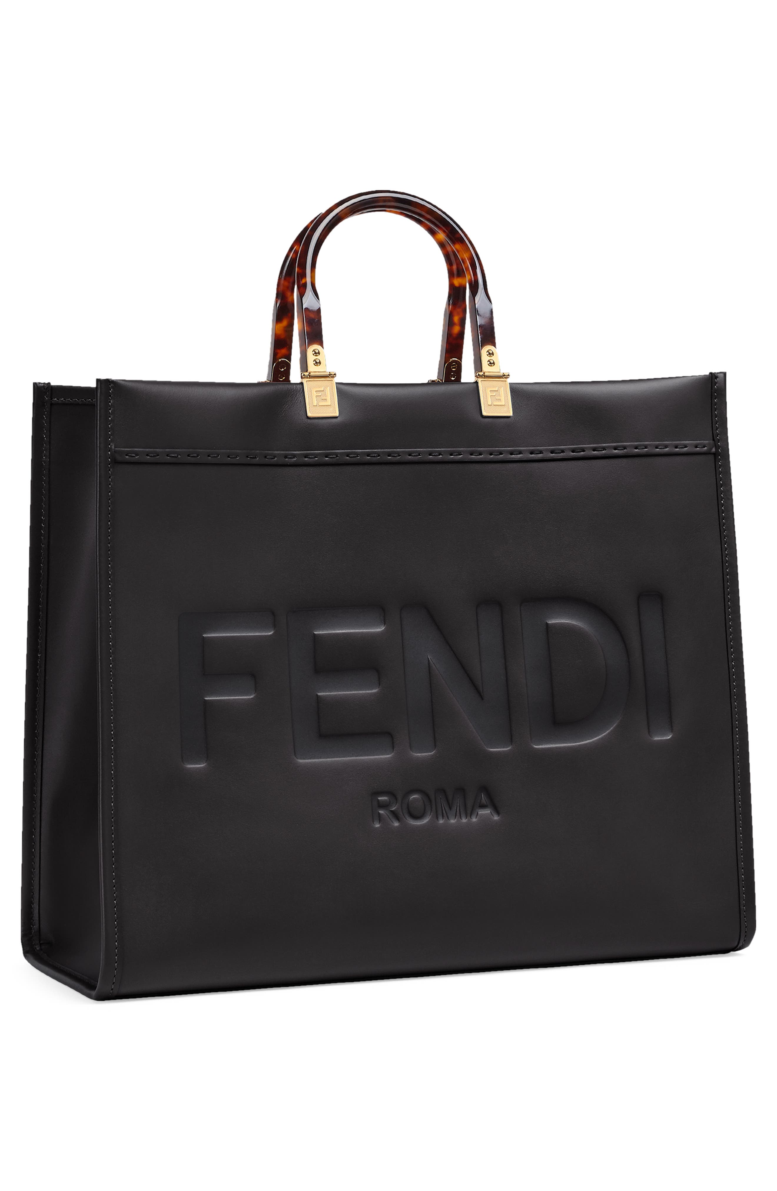 Fendi Large Sunshine Leather Shopper, Alternate, color, 