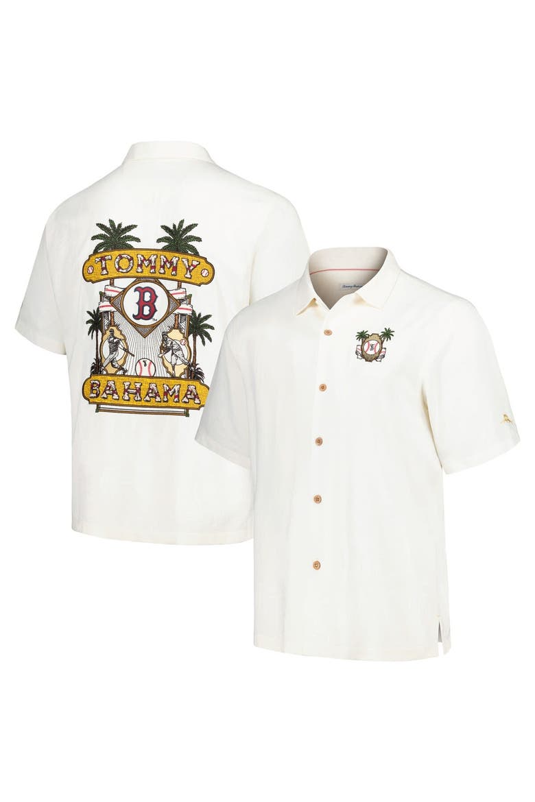 Men's Tommy Bahama White Boston Red Sox Pitcher's Paradiso Button-Up Camp Shirt, Alternate, color, White