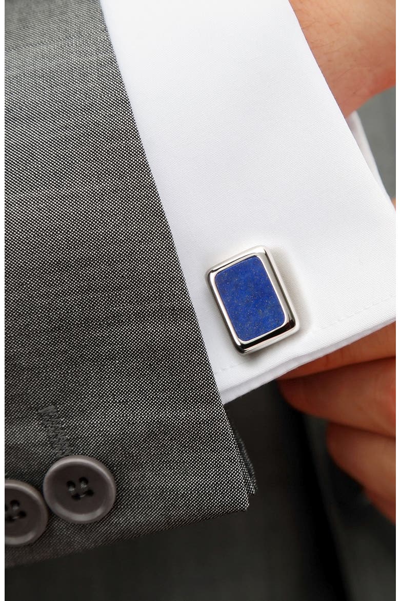 Men's JFK Sterling Silver & Lapis Cuff Links, Alternate, color, BLUE