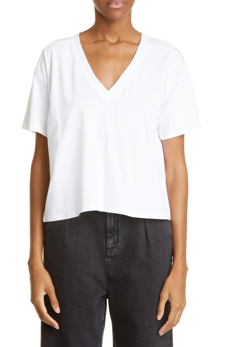 Faaa V-Neck Cotton T-Shirt, Main, color, WHITE