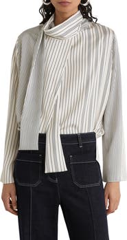 Reiss Rina Striped Tie Neck Top