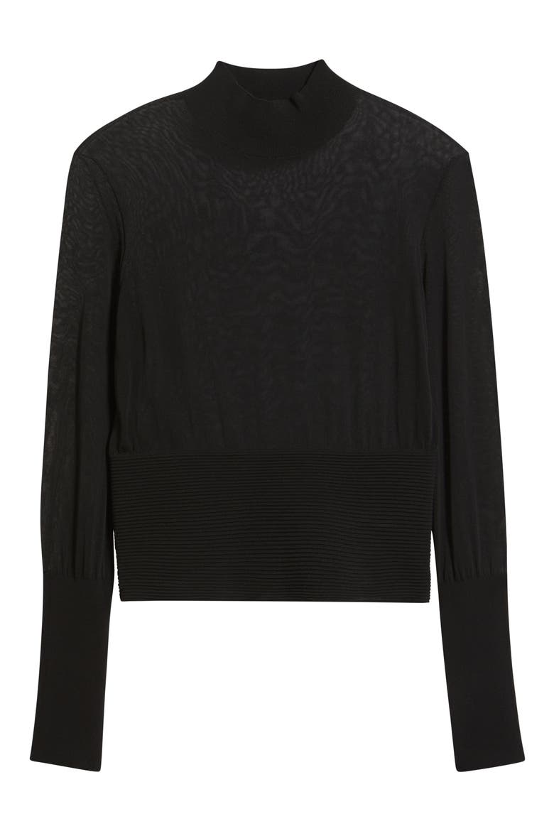 The Sleek Mock Neck Crop Sweater, Alternate, color, BLACK