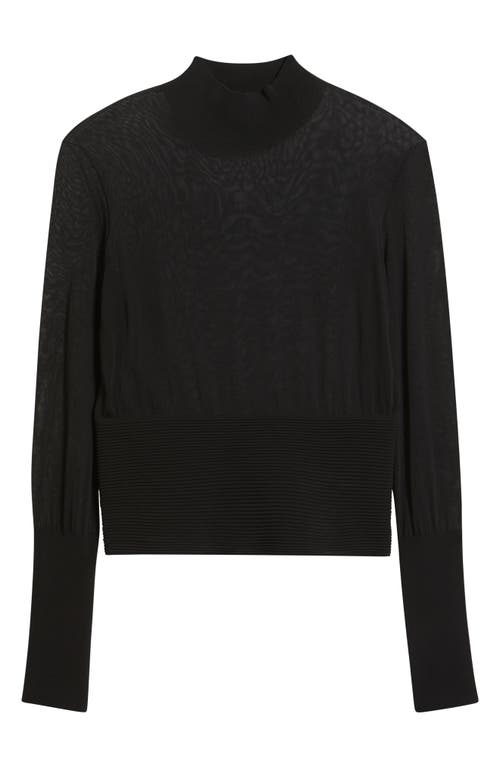 Frame The Sleek Mock Neck Crop Sweater In Blue