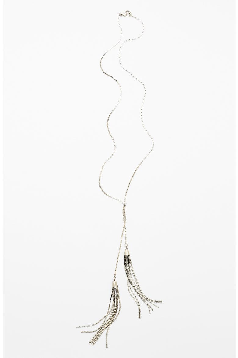 Two Tassel Pendant Necklace, Main, color, SILVER