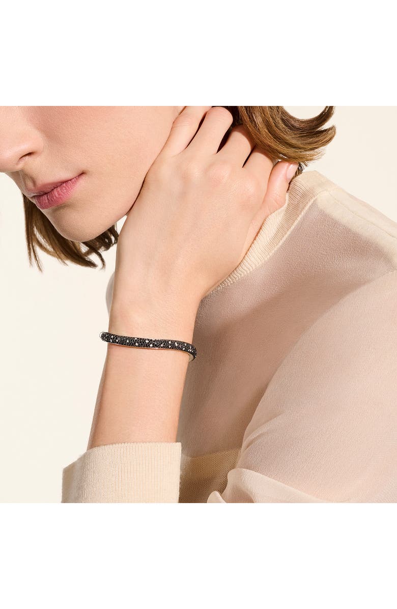 John Hardy Surf Hinged Cuff, Sterling Silver, Black Sand Diamond Pavé, Slim, Alternate, color,