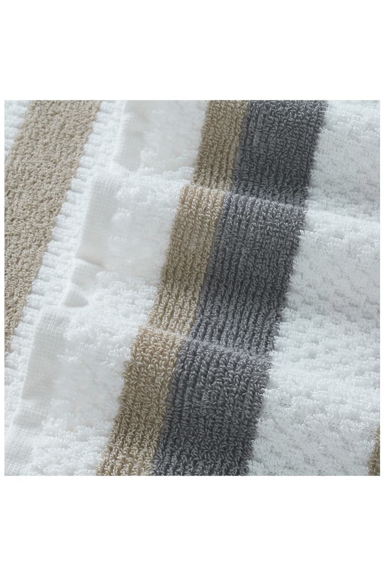 6-Piece Mixed Stripe & Solid Cotton Towel Set, Alternate, color, KHAKI