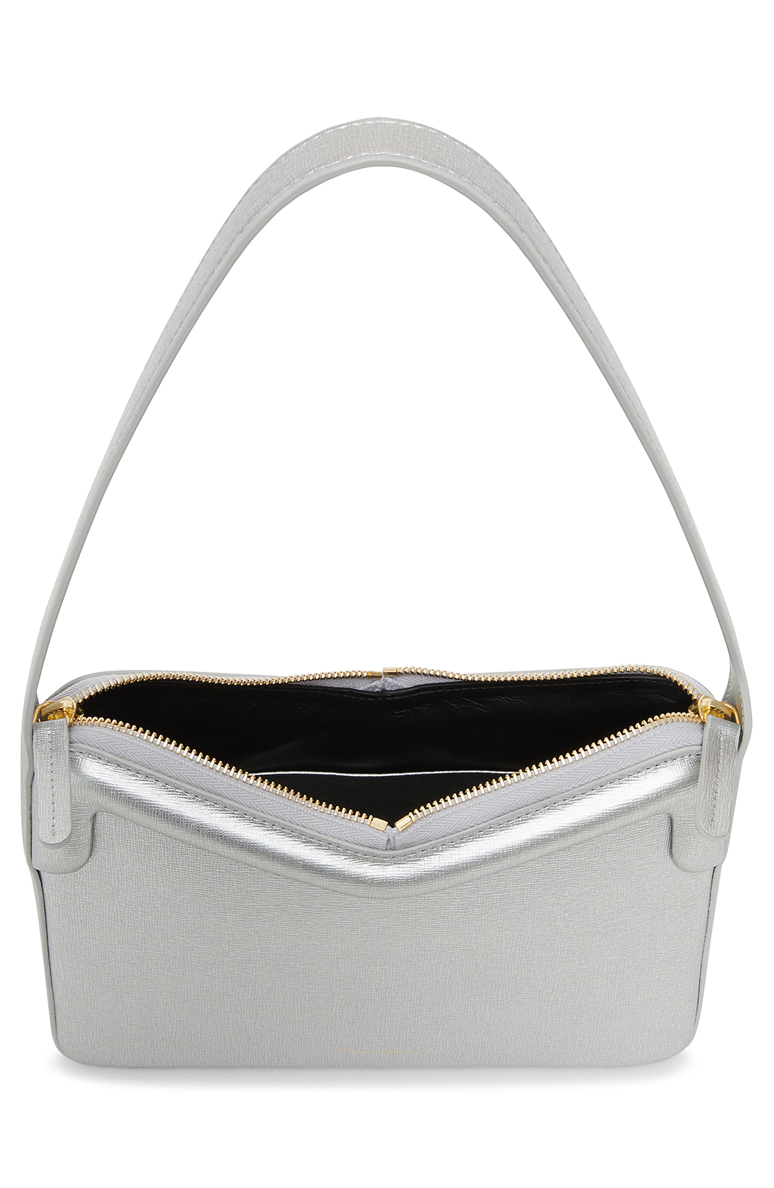Mansur Gavriel M Frame Metallic Leather Baguette Shoulder Bag, Alternate, color, 