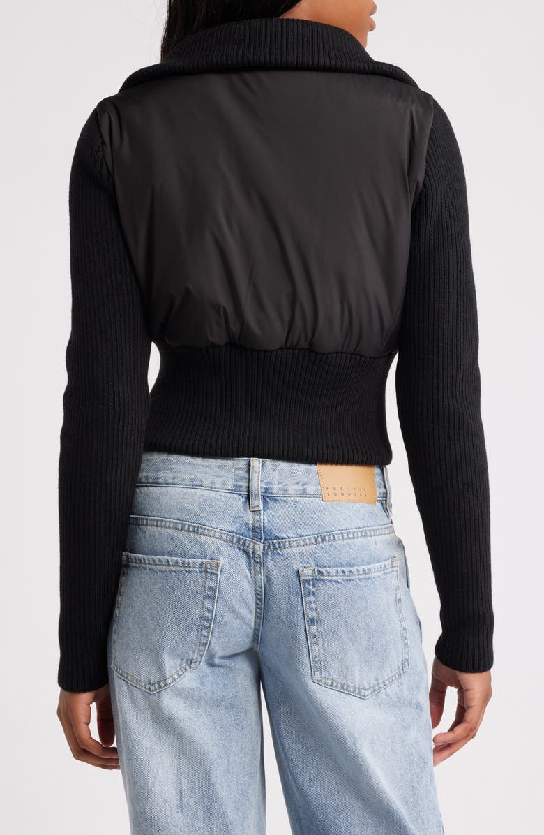 BDG Urban Outfitters Shrunken Mixed Media Jacket, Alternate, color, Black