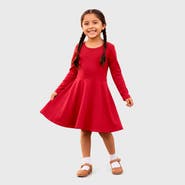 CITY THREADS Girls Soft Jersey 100% Cotton Long Sleeve Skater Twirly Dress