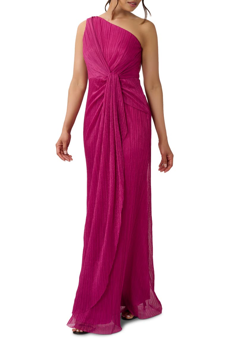 One-Shoulder Evening Gown, Alternate, color, MAGENTA