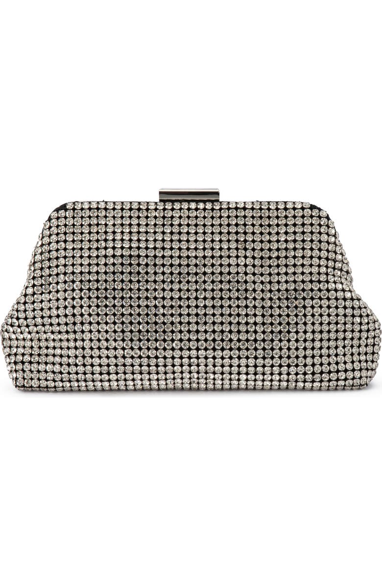 Olga Berg Jerry Crystal Clutch, Alternate, color, Silver