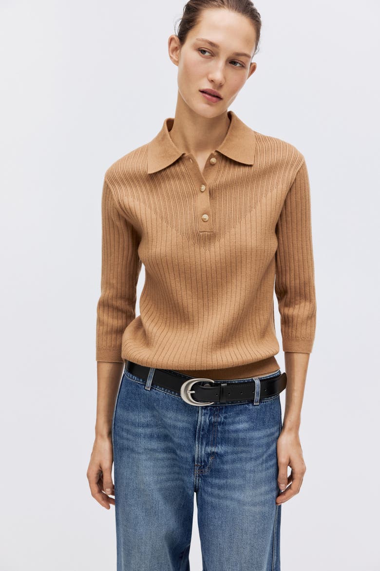 Rib-knit Top, Alternate, color, Dark beige