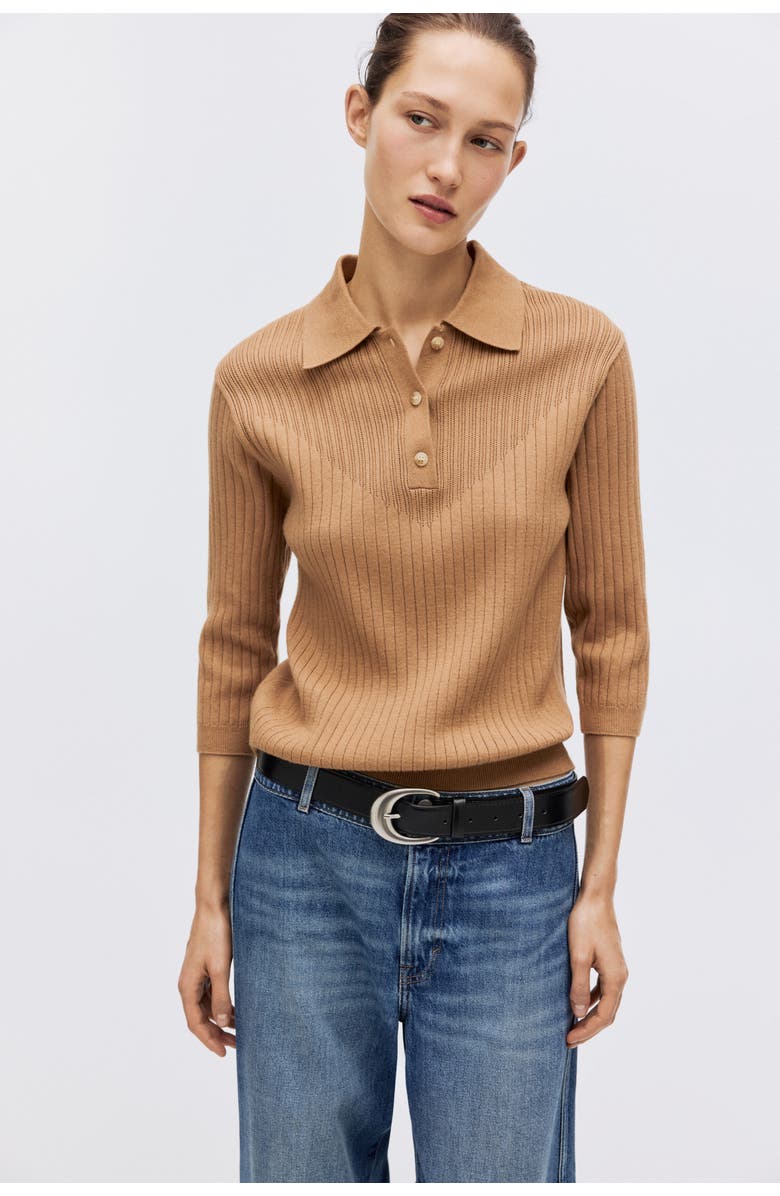 H&M Rib-knit Top, Alternate, color, Dark Beige