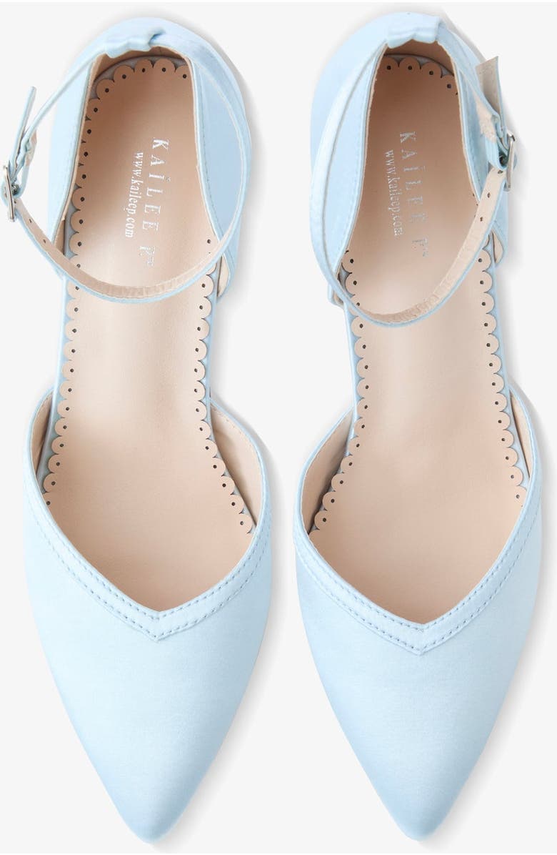 Kailee P Sally Satin Block Heels Wedding Shoes, Alternate, color, Light Blue