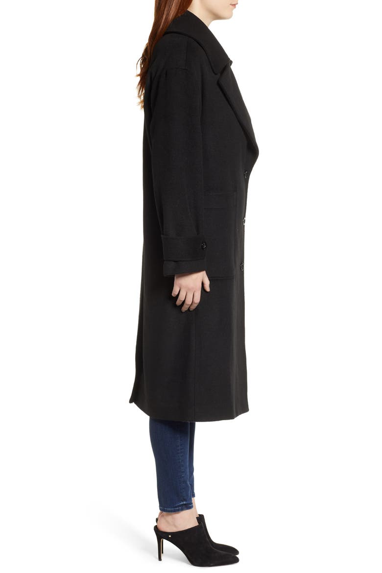 Drop Shoulder Wool Blend Coat, Alternate, color, BLACK