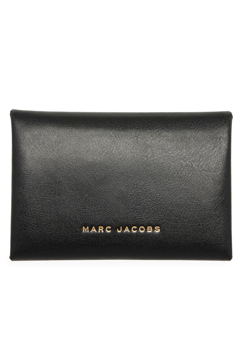 Scene Snap Leather Card Holder, Alternate, color, BLACK