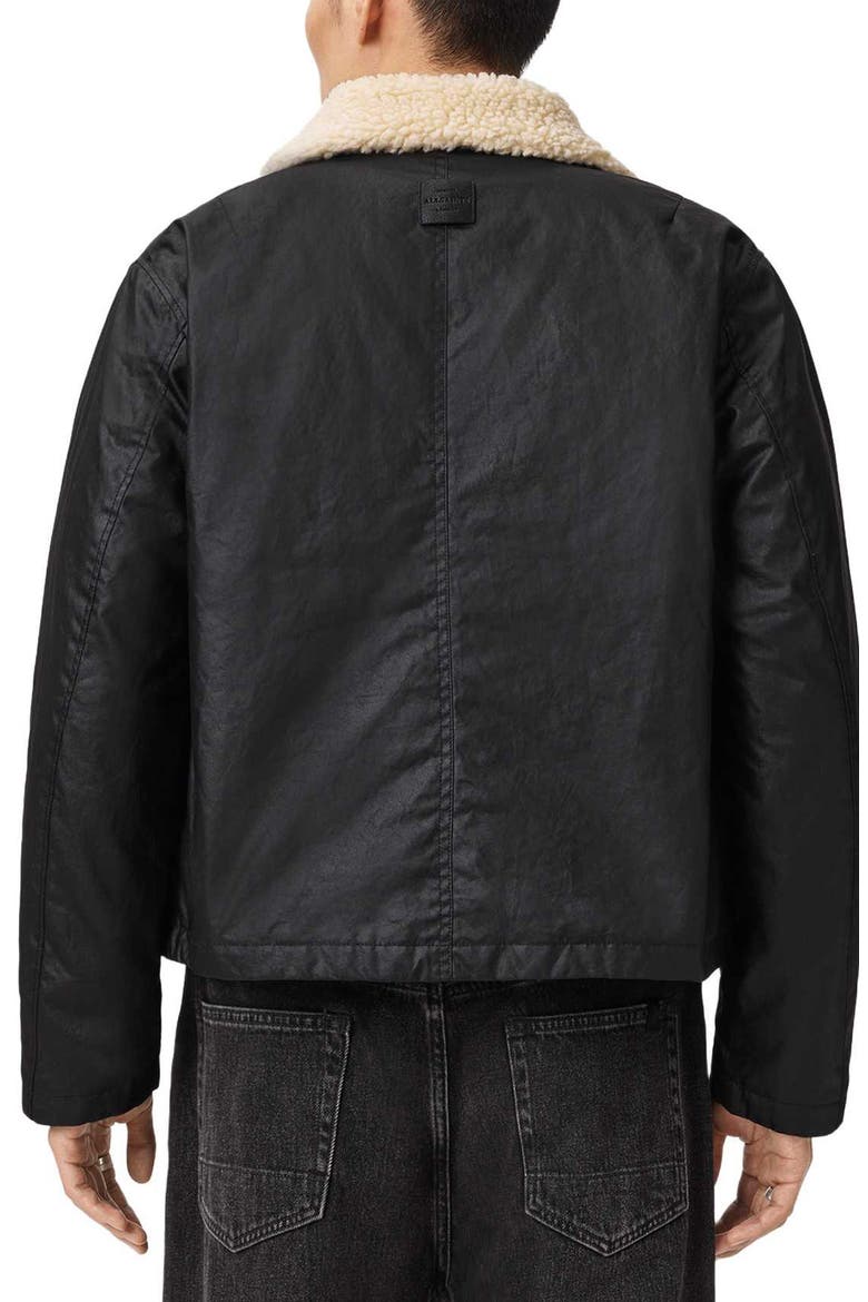 Boston Faux Shearling Collar Jacket, Alternate, color, BLACK