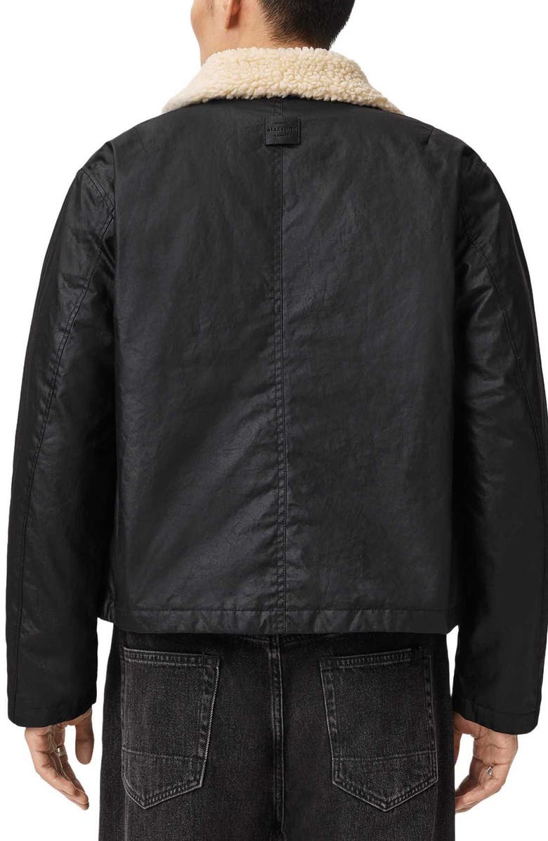 AllSaints Boston Faux Shearling Collar Jacket, Alternate, color, Black