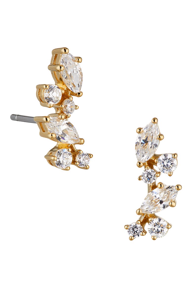 Flutter Cubic Zirconia Stud Earrings, Main, color, GOLD