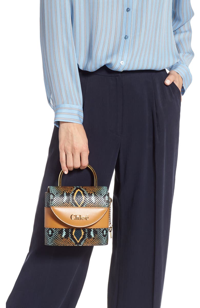 Chloé Aby Lock Python Embossed Leather Shoulder Bag, Alternate, color,