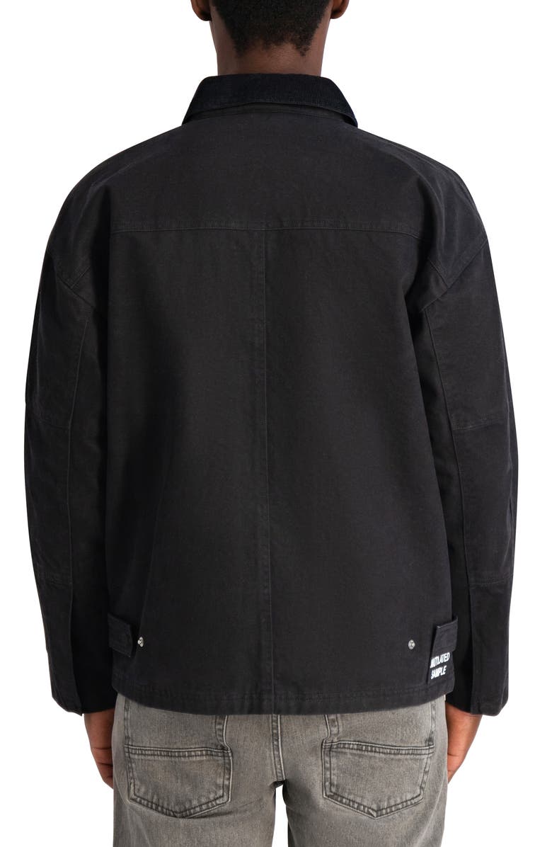KARL LAGERFELD Waxed Cotton Jacket with Corduroy Collar, Alternate, color, Black