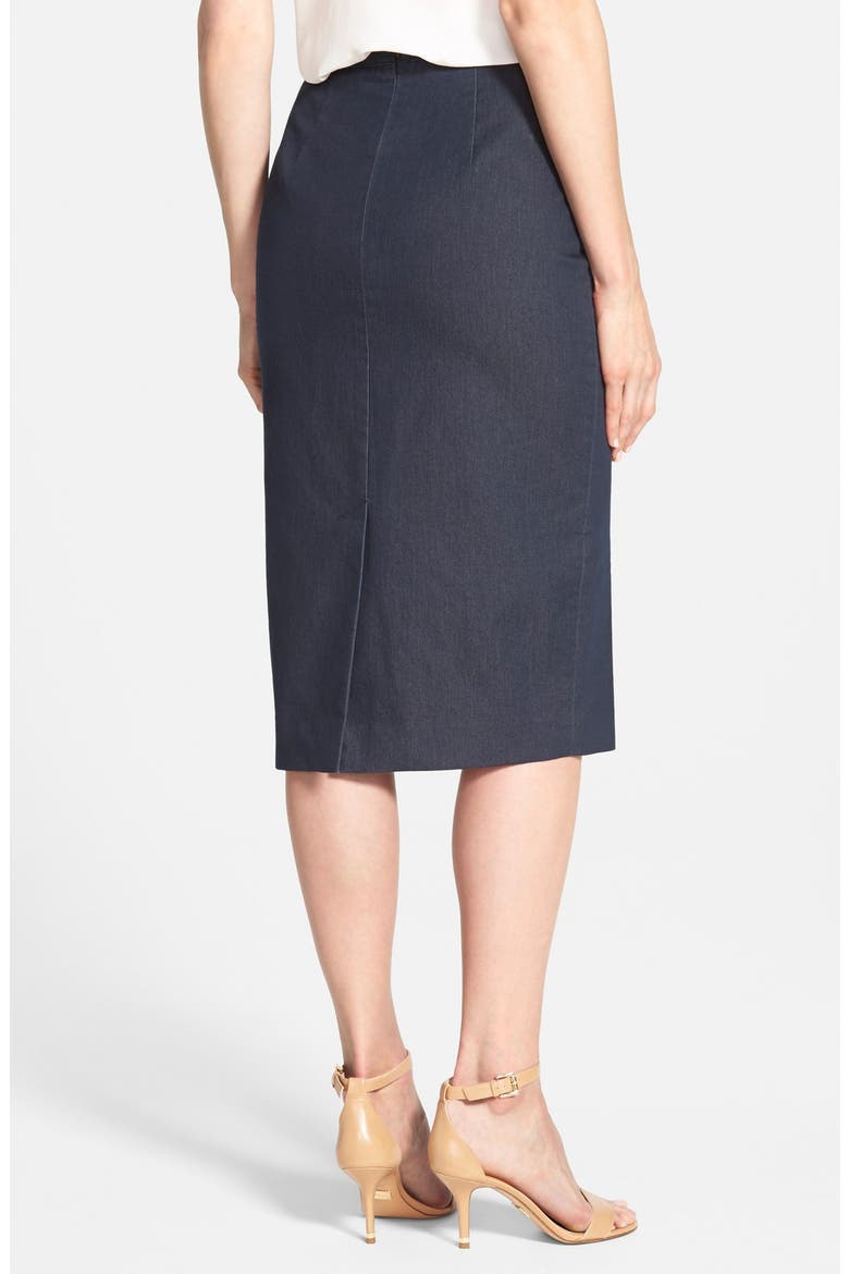 Denim Midi Pencil Skirt, Alternate, color, DARK DENIM