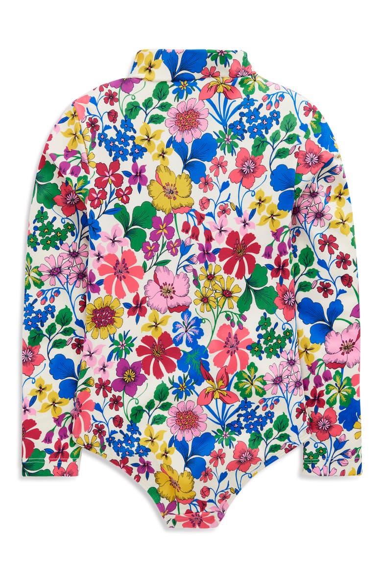 Floral Print Long Sleeve Swimsuit, Alternate, color, MULTI RAINBOW FLORAL