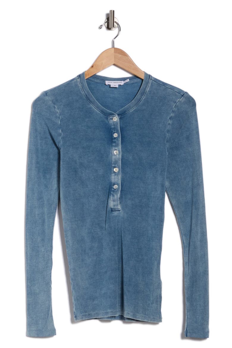 Jeanius Fitted Henley Top, Alternate, color, INDIGO586