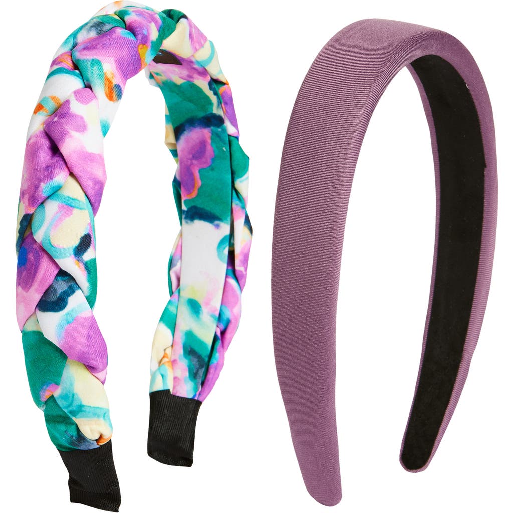Tasha Braided Pleated Headband In Green Mauve