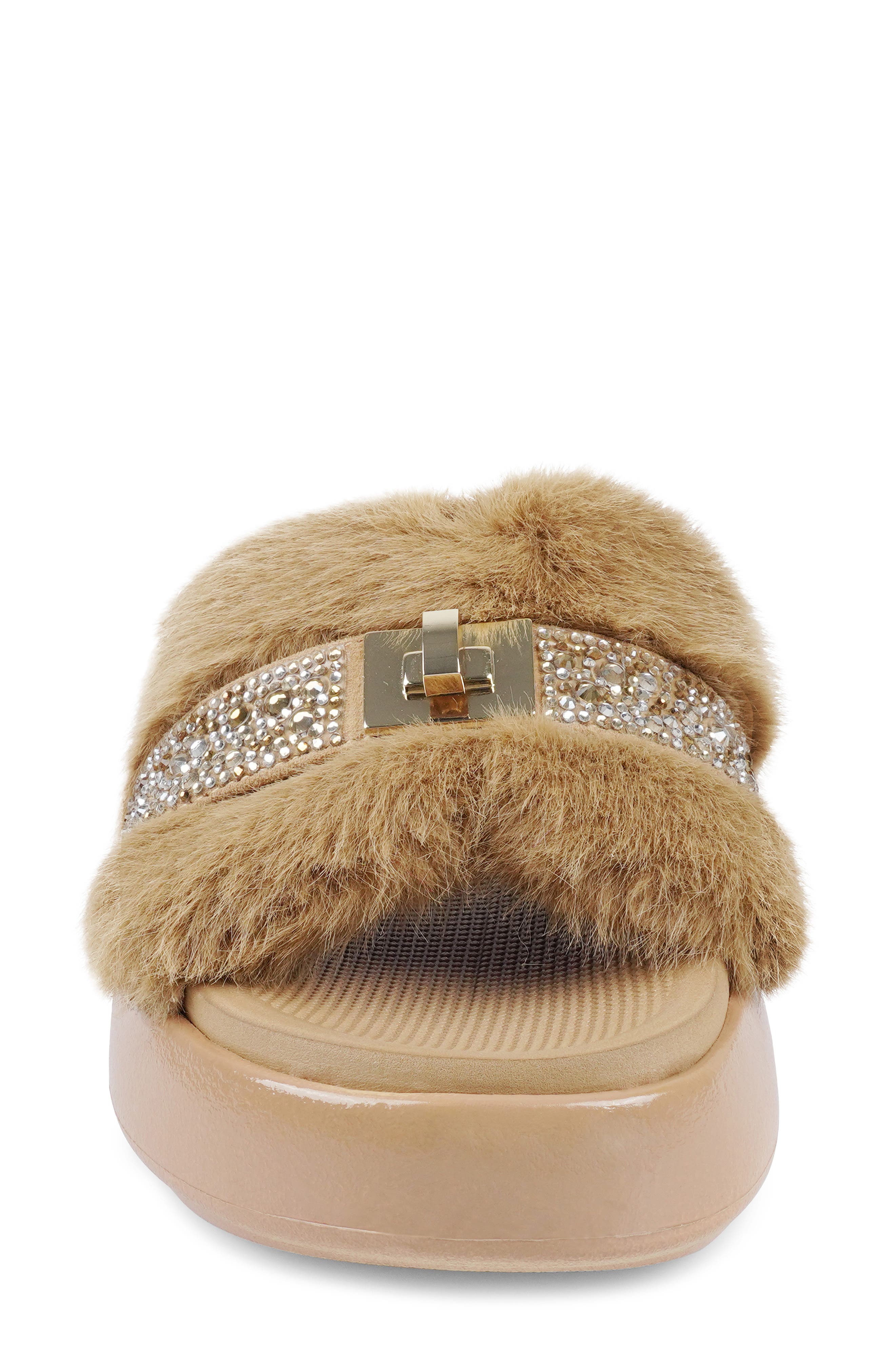 Finley Faux Fur Platform Sandal, Alternate, color, NATURAL