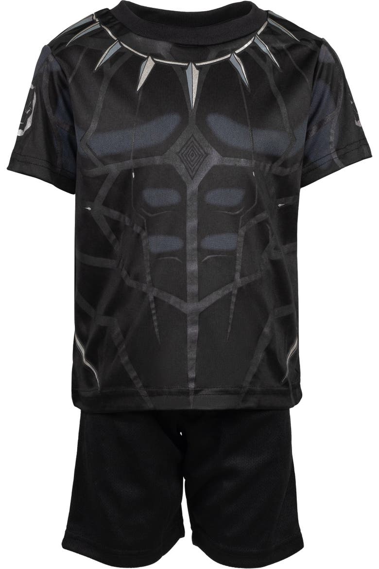 T-Shirt & Mesh Shorts Set, Alternate, color, Heather Grey Black