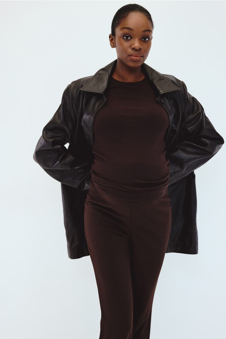 Mama Flared Ponte Leggings, Alternate, color, Dark brown