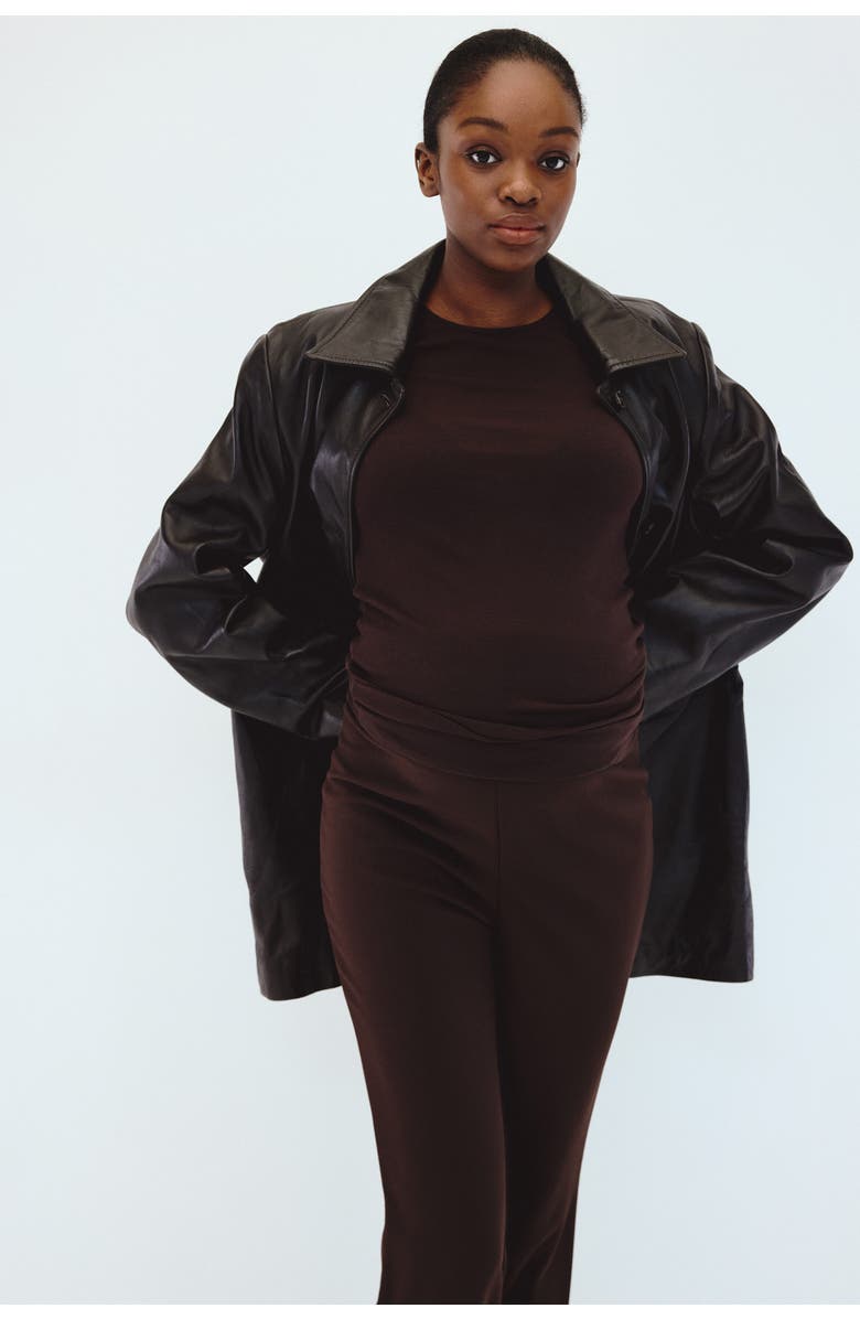 H&M Mama Flared Ponte Di Roma Leggings, Alternate, color, Dark Brown