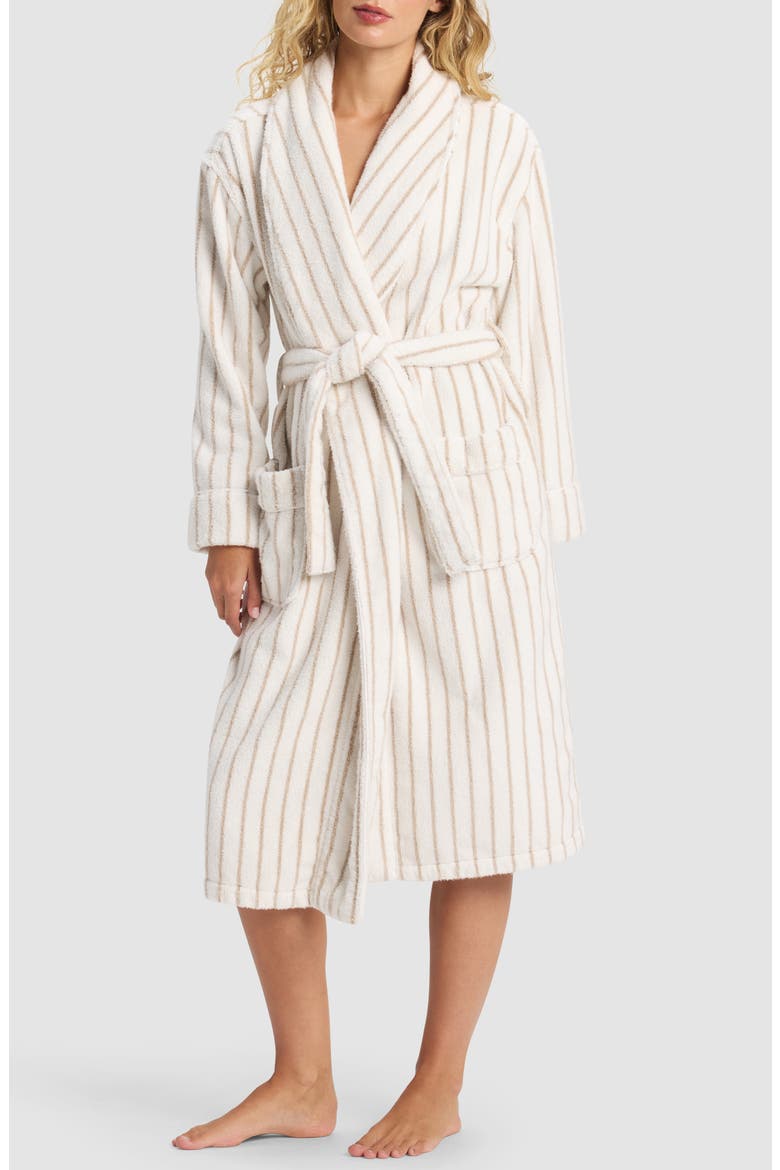 Striped Luxe Bath Robe, Alternate, color, SAND/ SEASHELL