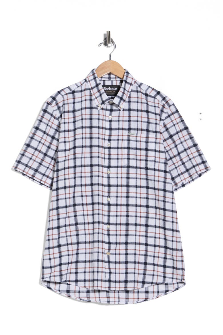 Glover Short Sleeve Linen & Cotton Blend Button-Up Shirt, Alternate, color, BROOK BLUE