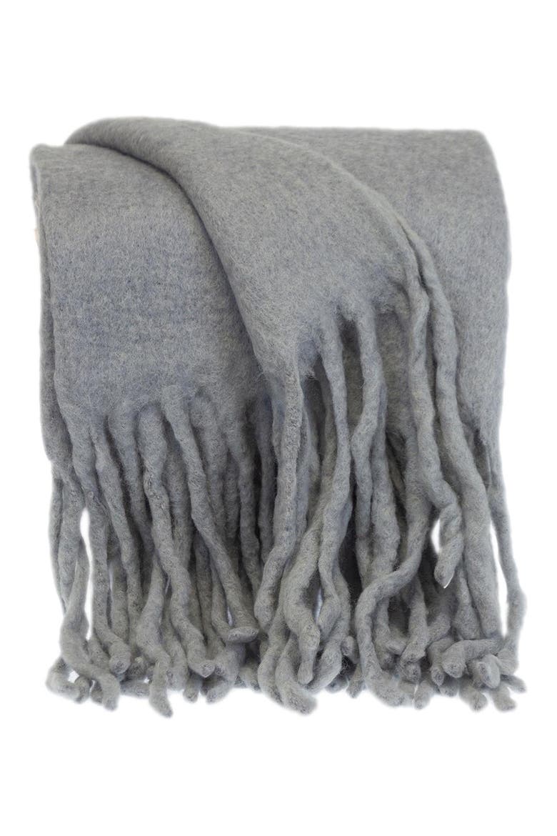 Nagar Fringe Throw Blanket, Main, color, GRAY