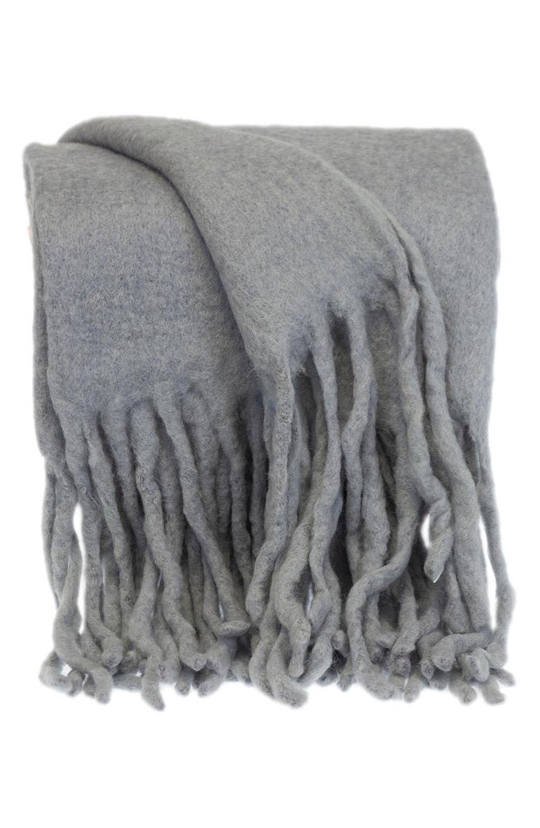 PARKLAND COLLECTION Nagar Fringe Throw Blanket, Main, color, Gray