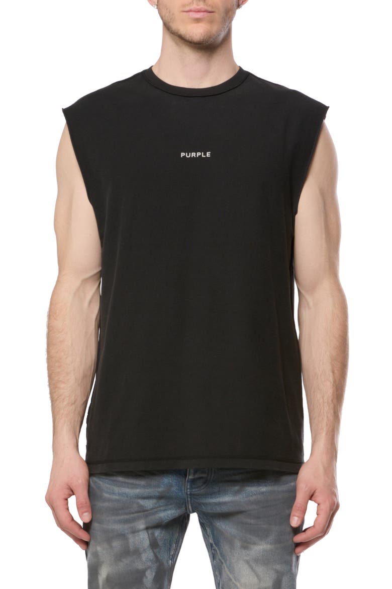 Textured Sleeveless Cotton Top, Main, color, BLACK